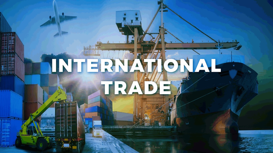 Komplexiteten i internationell handel och logistik med containrar, fraktfartyg och flygplan.